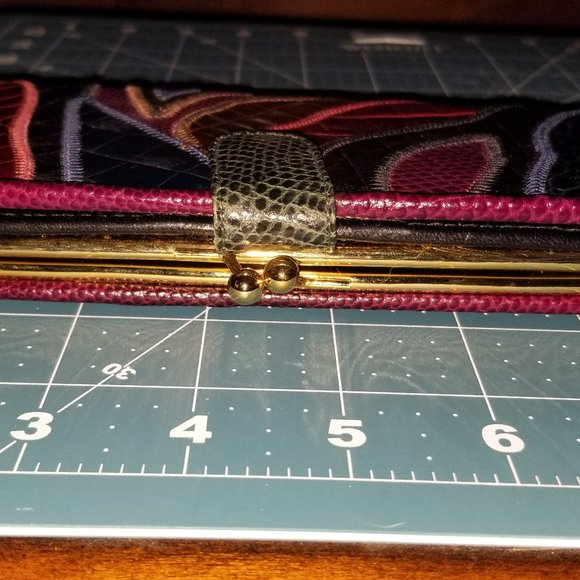 Sharif Bright Snakeskin Leather Pocketbook Wallet - Picture 2 of 7